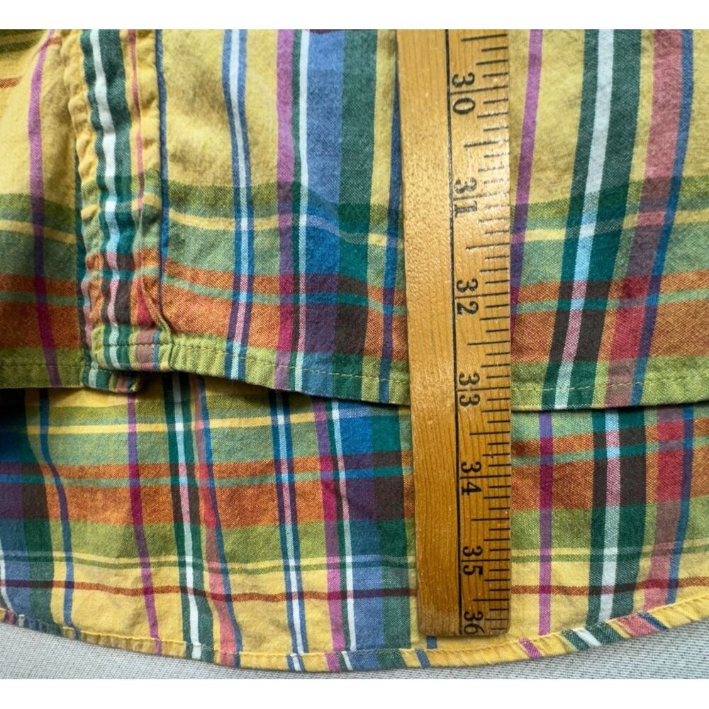 Lands' End Mens Plaid Short Sleeve Shirt Size L Tall Yellow Blue - Picture 8 of 13